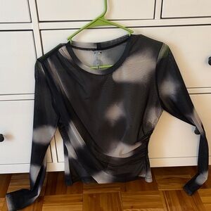Elegant Black and Gray Long Sleeve Women's Top